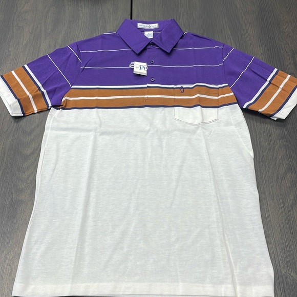 Purple/brown striped Polo shirt (vintage) PENGUIN CLUB - Picture 1 of 4